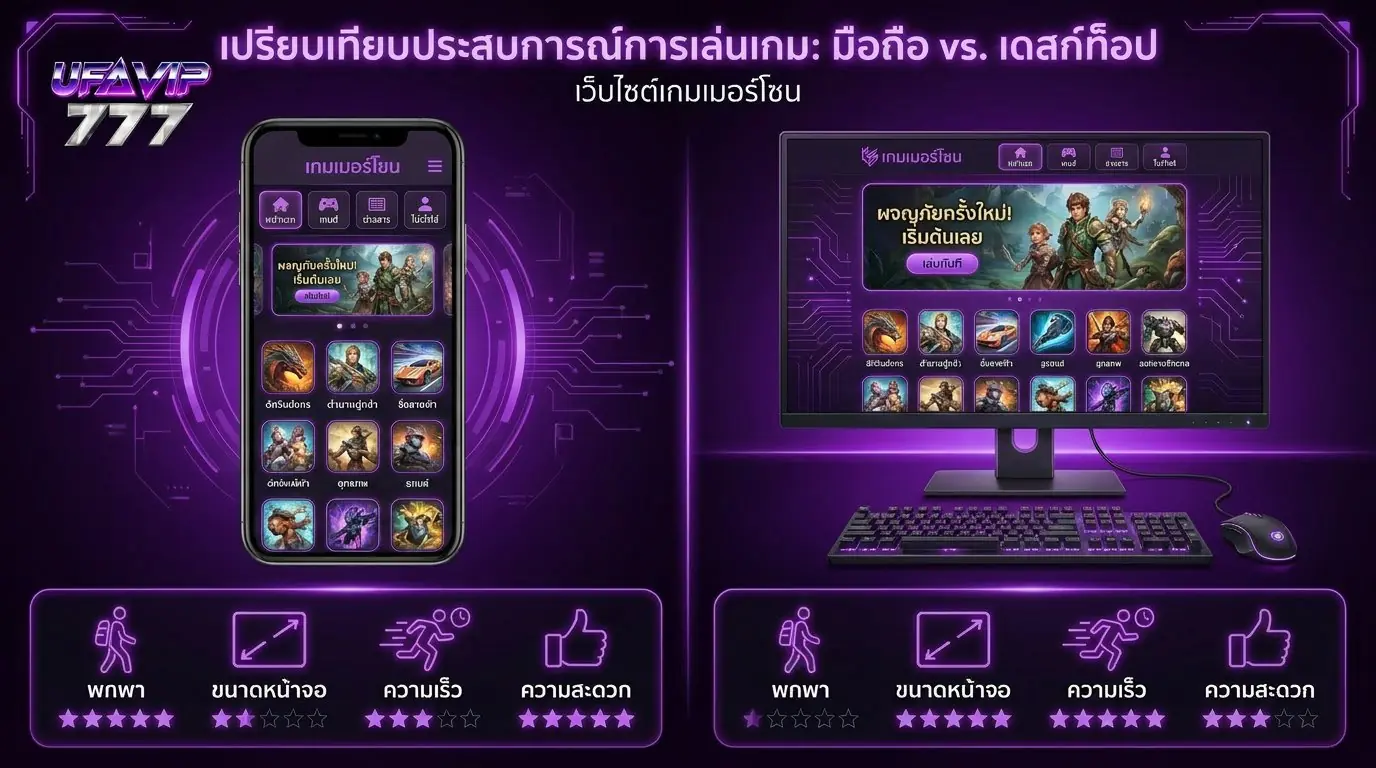 เปรียบเทียบการใช้งาน UFAVIP777 บนมือถือกับคอมพิวเตอร์